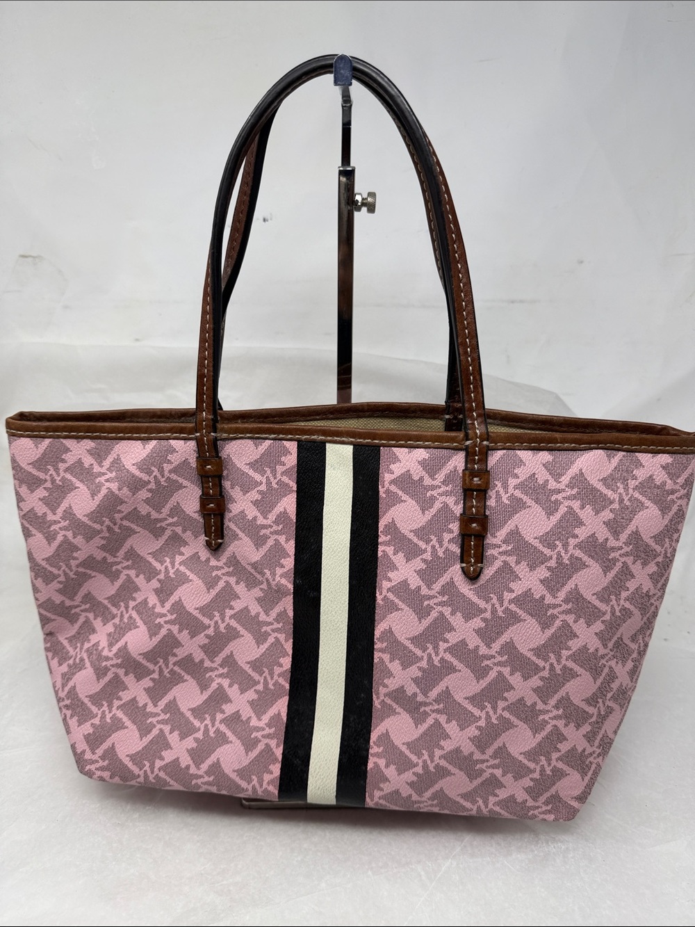 Juicy Couture Pink Patterned Tote Bag with Striped Accent
